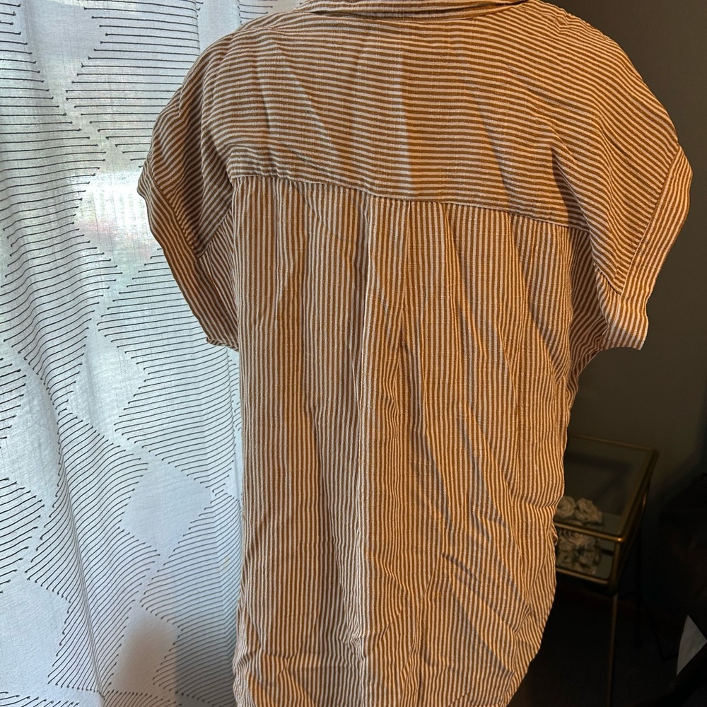 LOFT Tan Striped Blouse - Picture 5 of 7